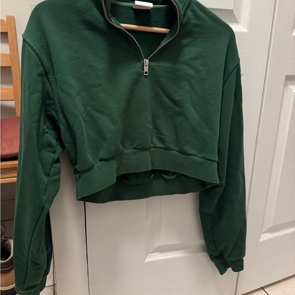 Tna Aritzia cropped airy fleec quarter zip small green - Picture 2 of 3